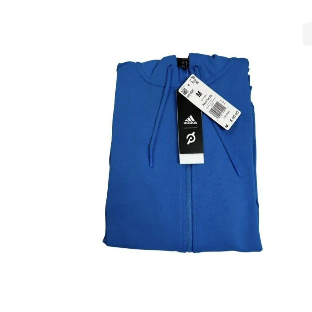 New  Men's Size XL Adidas x Peloton FullZip Hoodie Jacket HG1525 Blue - Picture 3 of 7